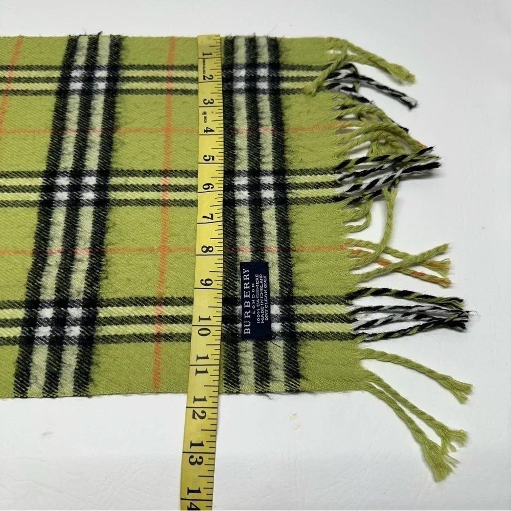 Burberry London  Lime and Black 100%Cashmere Scarf